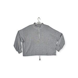 Old Navy Sweatshirt Women's Large Heather Grey 1/2 Zip Mock Neck Cropped Pullove